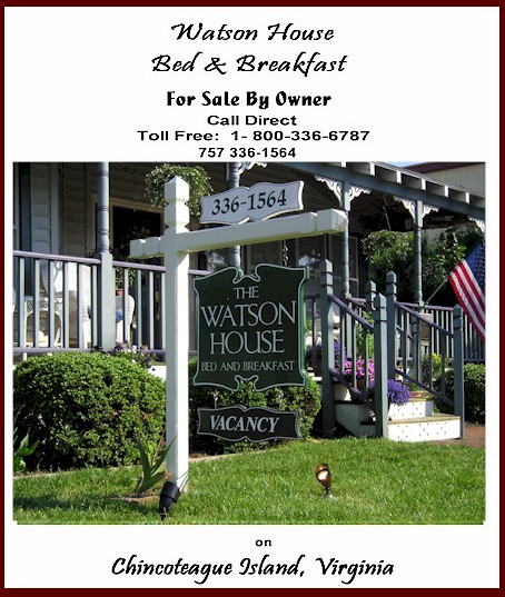 Eastern Shore of Virginia Bed and Breakfast for Sale on Chincoteague Island, Virginia